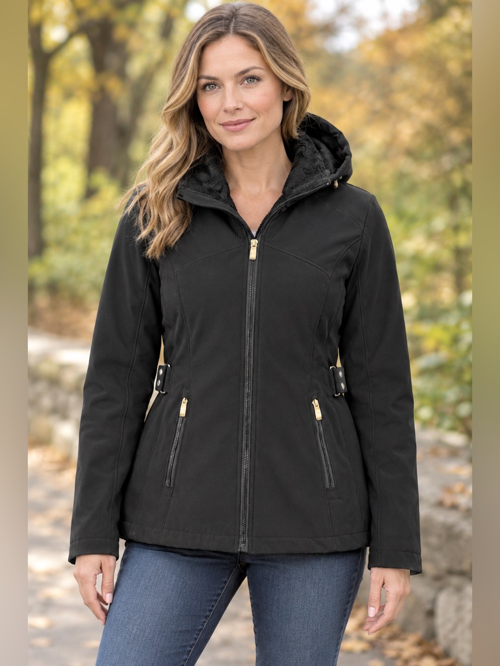 ZeroXposur Black Hooded Softshell Jacket Fleece Lined removable hood black Sz L